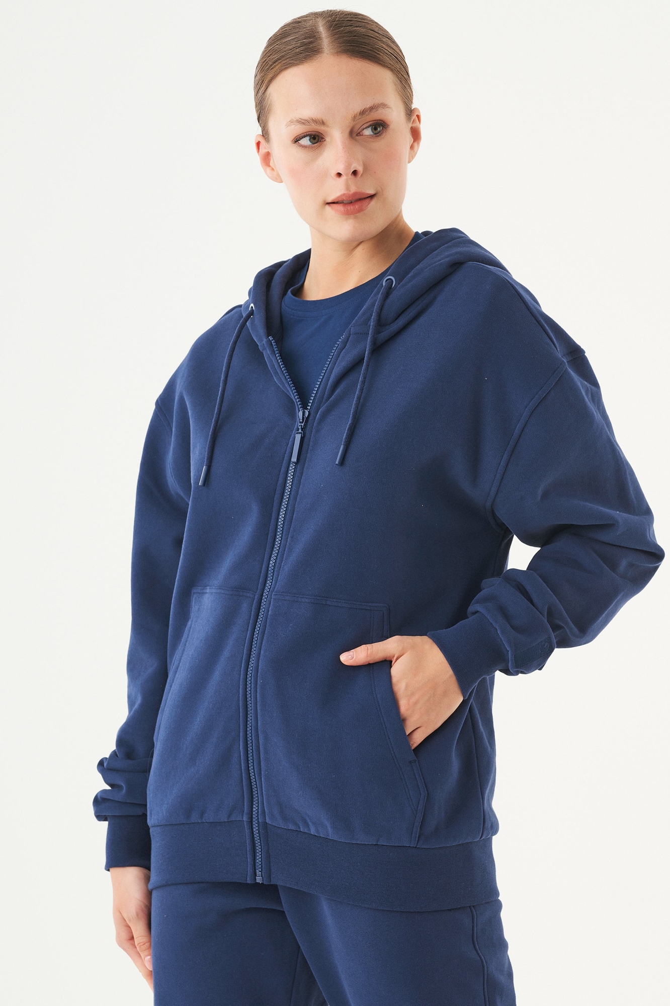 ORGANICATION Herren vegan Hoodie Unisex Zip-Up Junda Navy