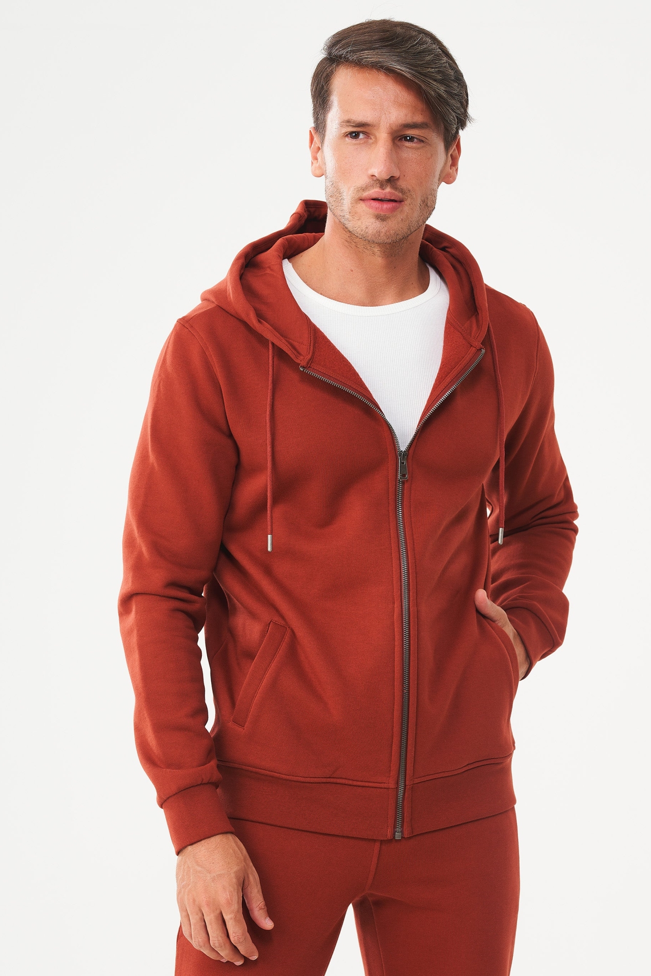 ORGANICATION Herren vegan Zip-Up Hoodie Aus Bio-Baumwolle Ginger