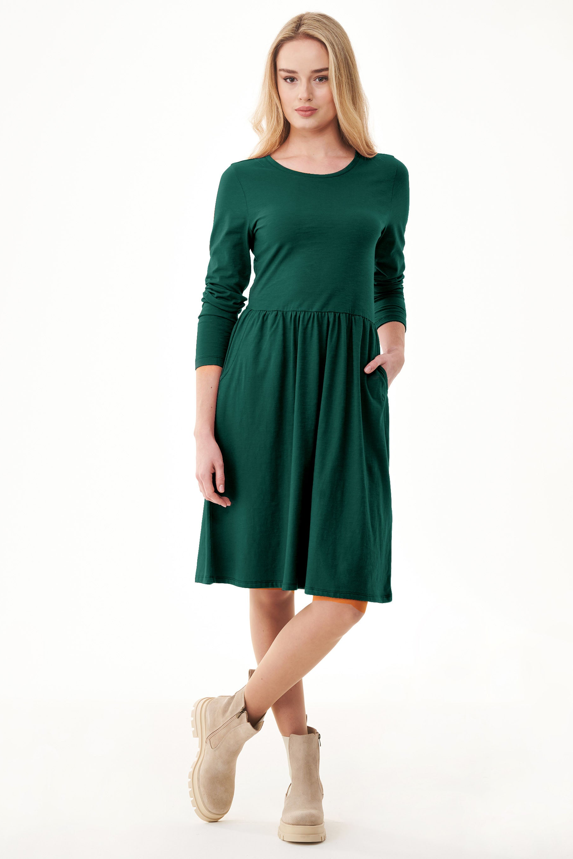 ORGANICATION Damen vegan Kleid Jersey Deep Emerald