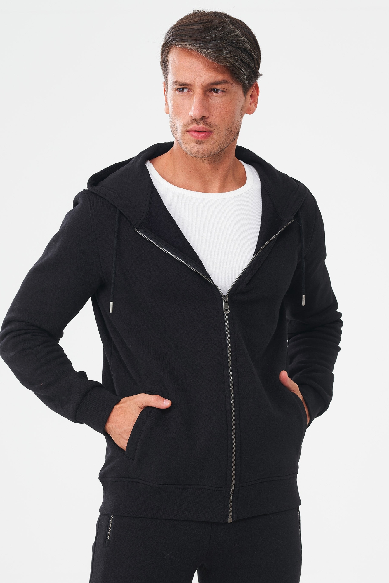 ORGANICATION Herren vegan Zip-Up Hoodie Aus Bio-Baumwolle Schwarz