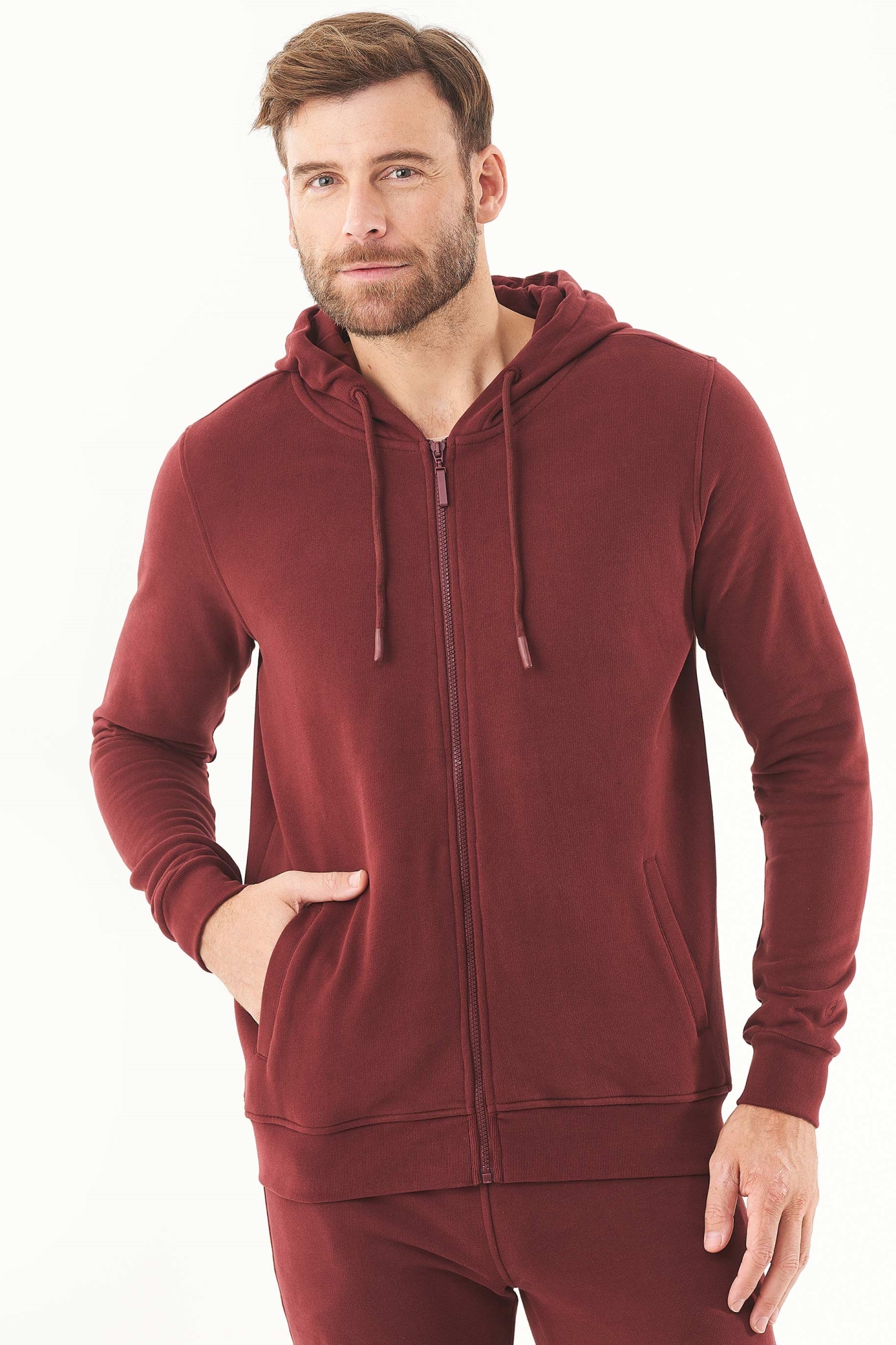 ORGANICATION Herren vegan Sweatjacke Soft Touch Bordeaux