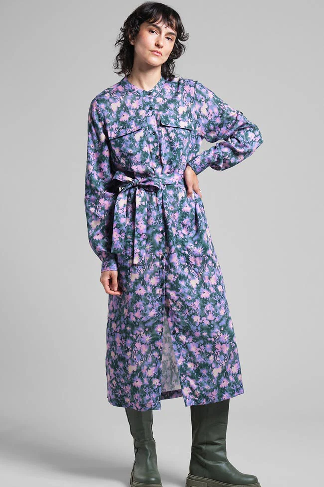 Dedicated Damen vegan Kleid Falsterbo Blurred Flowers Multicolor