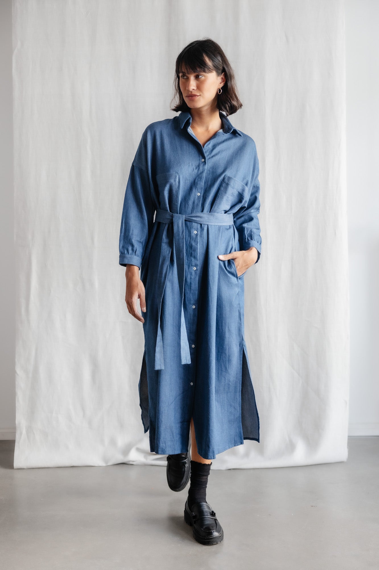 Jyoti Fair Works Damen vegan Kleid Ananya Denim Blau