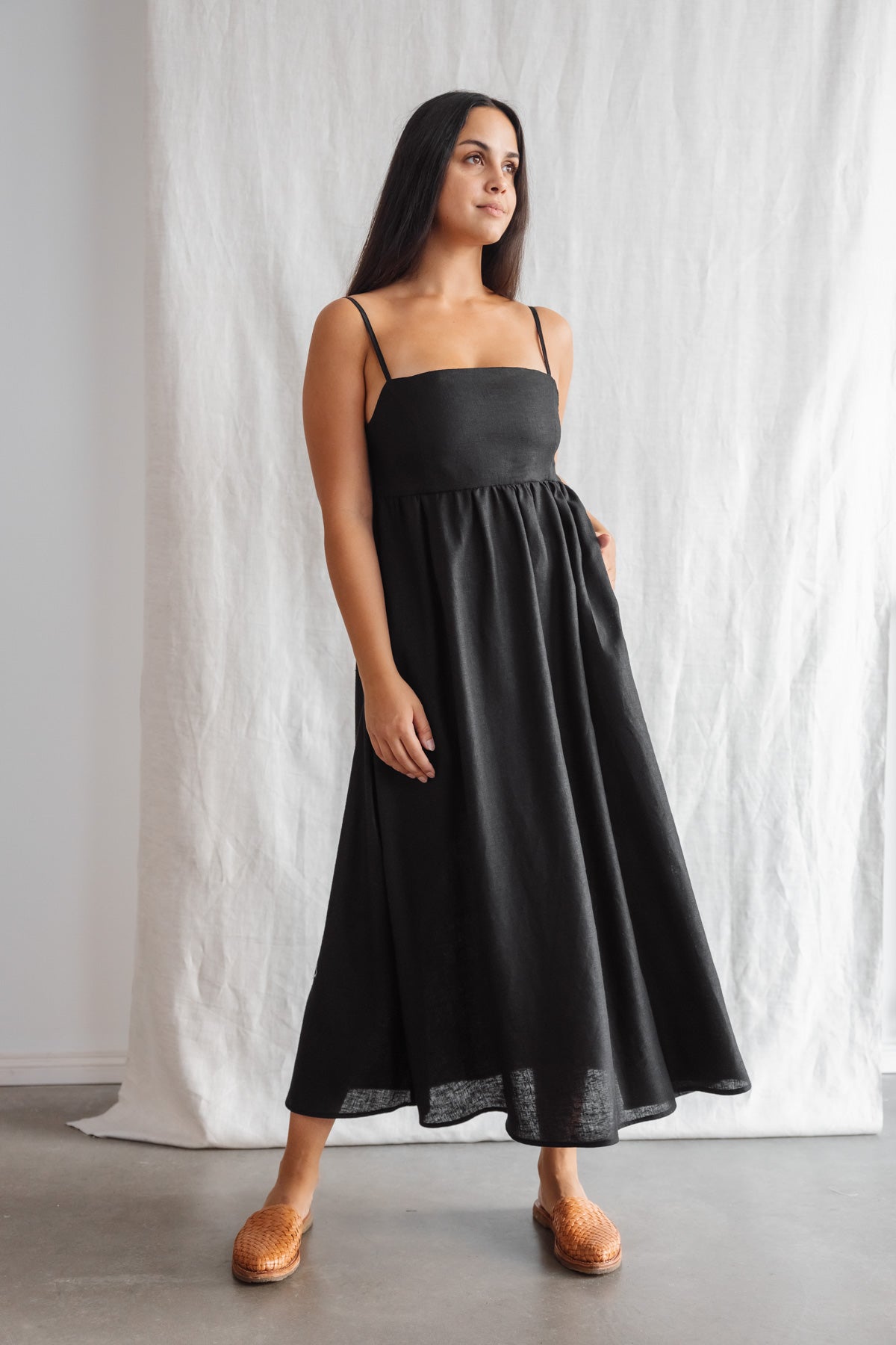 Jyoti Fair Works Damen vegan TrÃ¤gerkleid Saranya Schwarz
