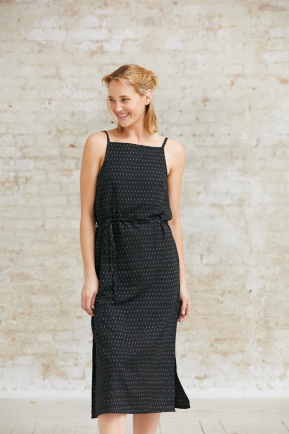 Jyoti Fair Works Damen vegan Kleid Renu Ikat Schwarz