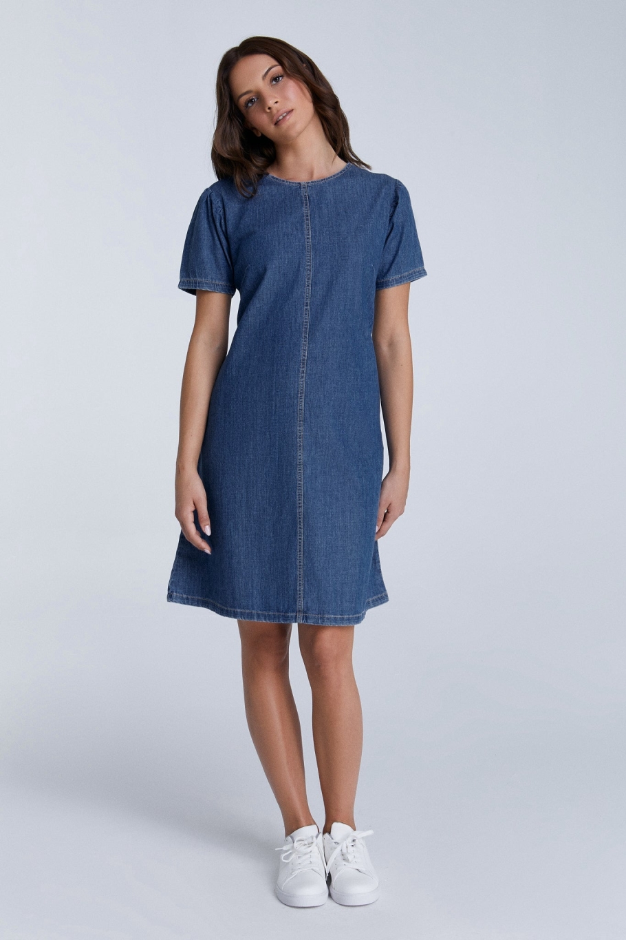 Evermind Damen vegan Kleid Denim Crystal Blue