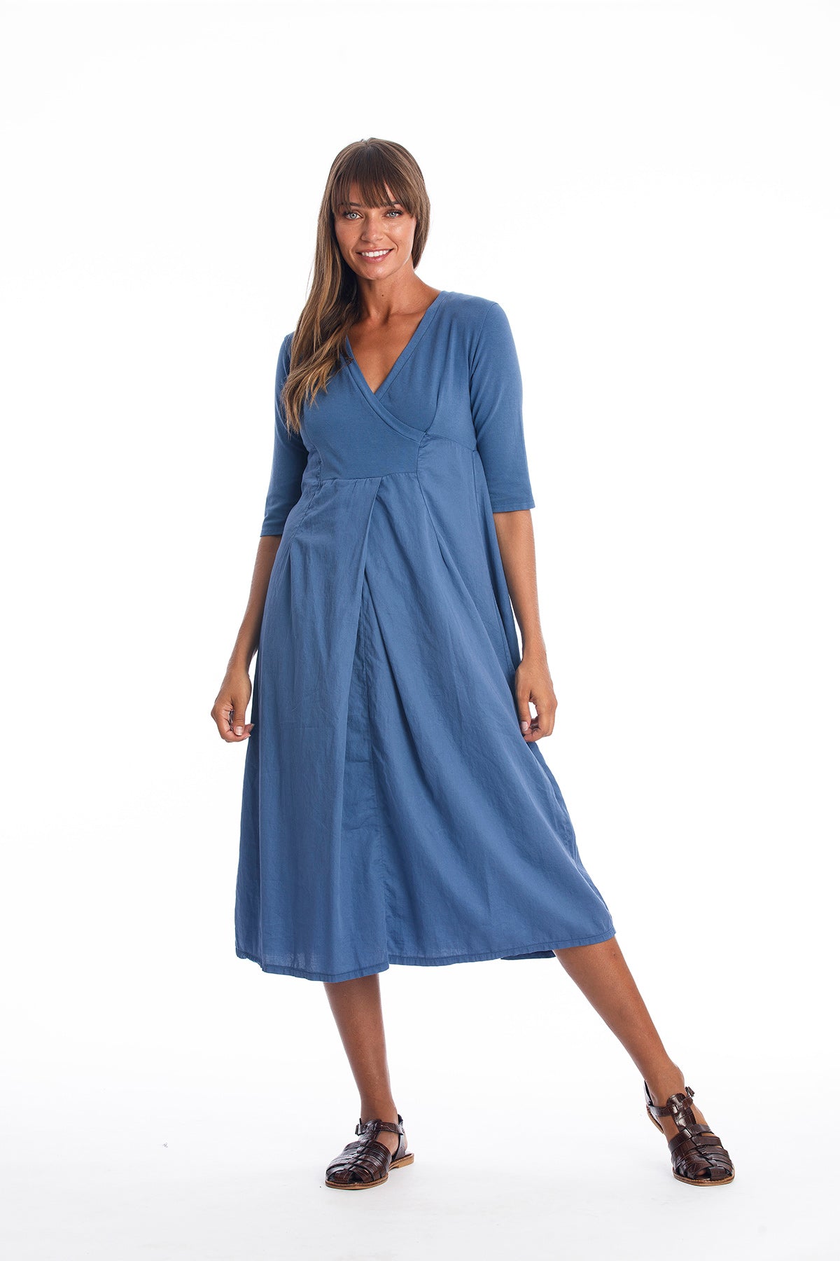 RAVENS VIEW IBIZA Damen vegan Kleid City Ls Indigoblau