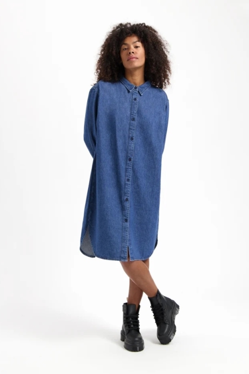 Kuyichi Damen vegan Denim Kleid Sabine Blau