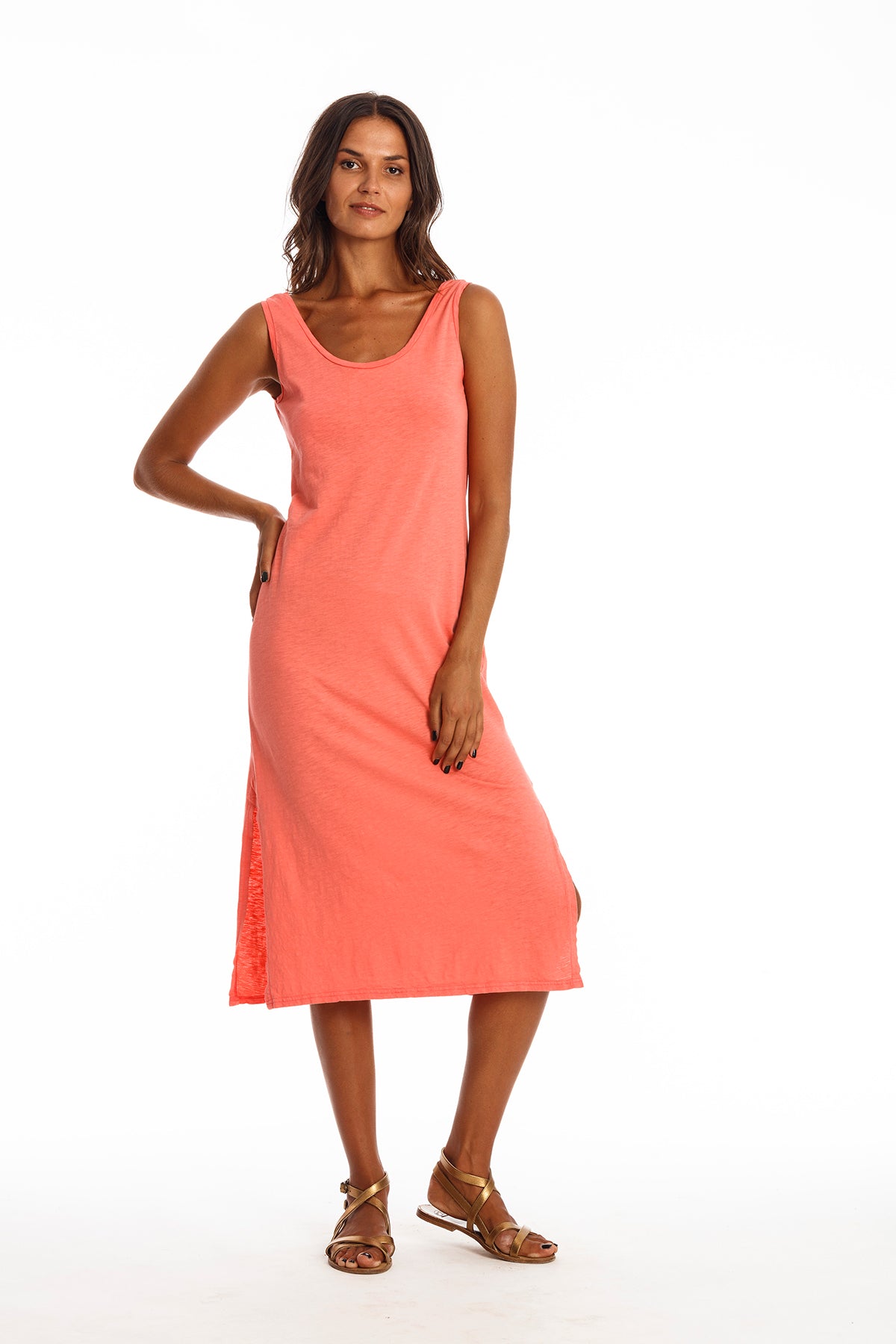 RAVENS VIEW IBIZA Damen vegan Kleid Demi Koralle Orange Rosa