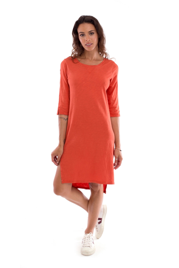 RAVENS VIEW IBIZA Damen vegan Kleid Mia Ls Terracotta Orange