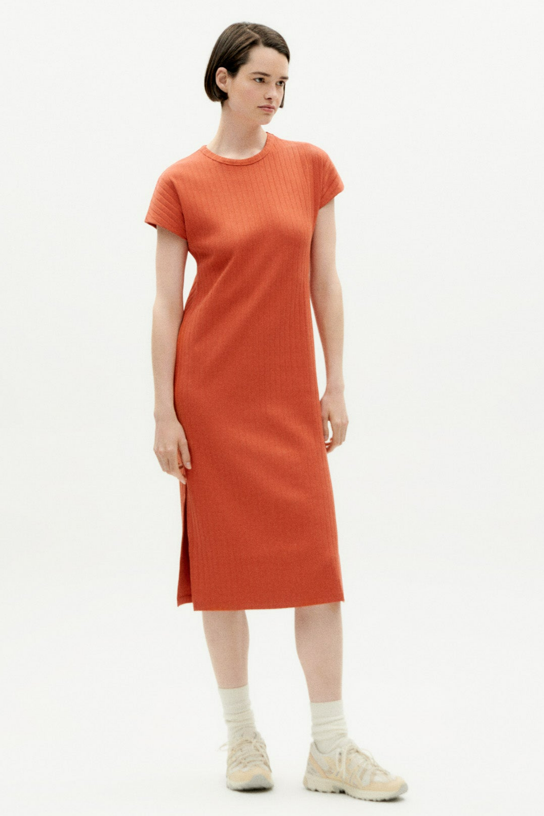 Thinking mu Damen vegan Kleid Trash Kirsche Orange