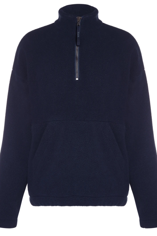 Will's Vegan Store Herren vegan Herren Windbreaker Fleece Quarter Zipper Dunkelblau