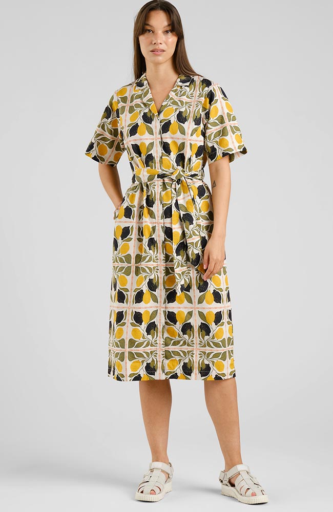 Dedicated Damen vegan Kleid Orrefors Zitronenfliesen