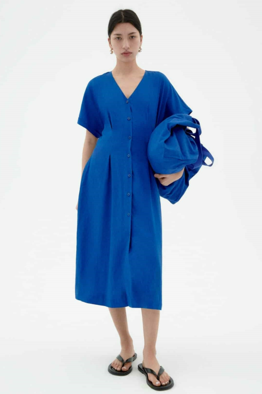 Thinking mu Damen vegan Kleid Laura Indigoblau