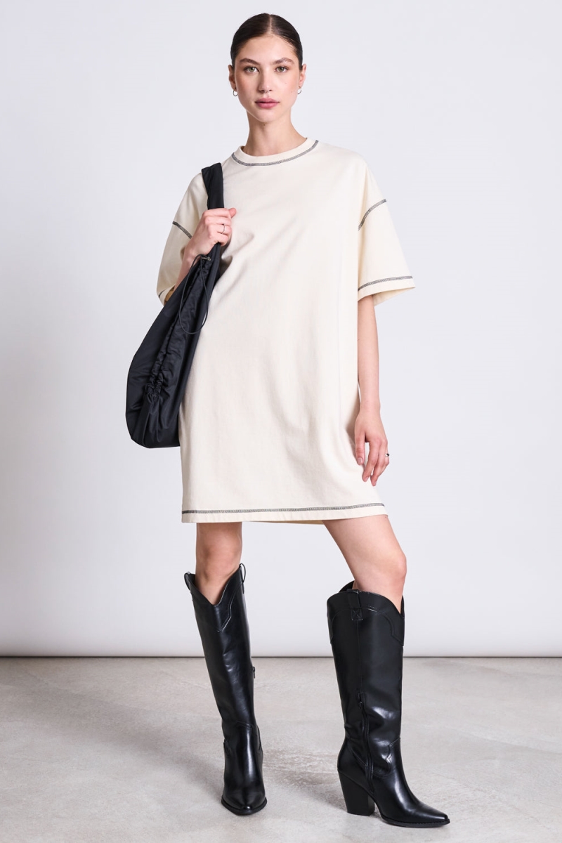 JAN N JUNE JAN 'N JUNE Damen vegan Kleid T-Shirt Hopla Ecru