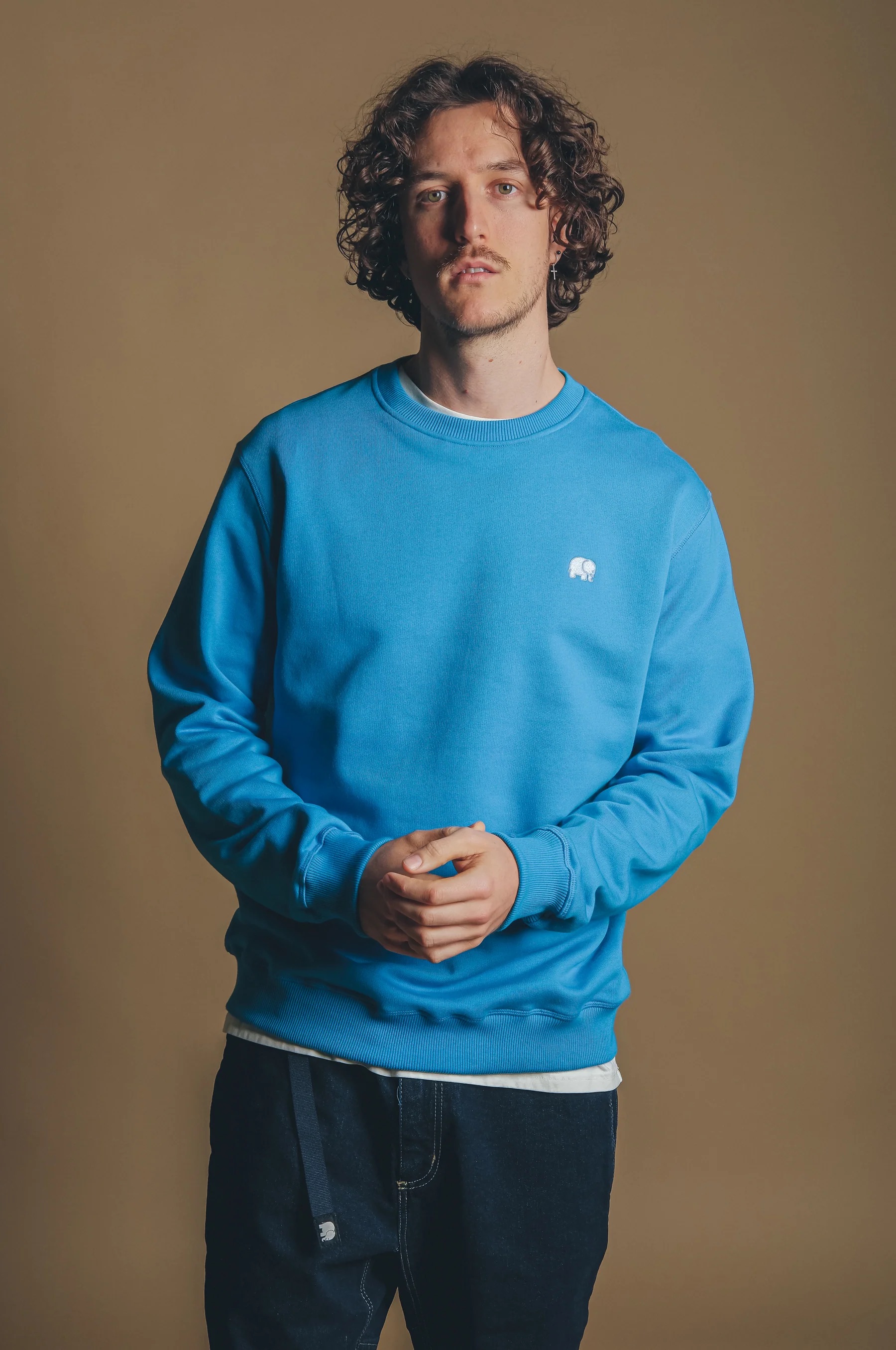 Trendsplant Herren vegan Pullover Midweight Essential Mediterranian Blue