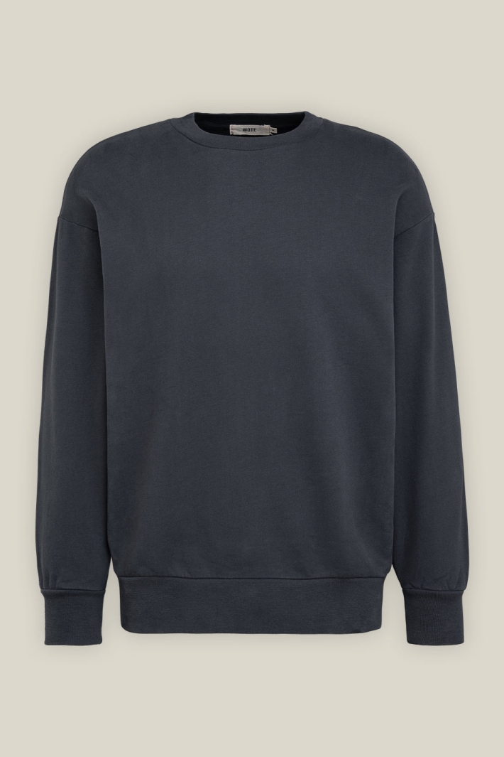 WOTE Herren vegan Sweatshirt Unisex Boyfriend Dunkelblau