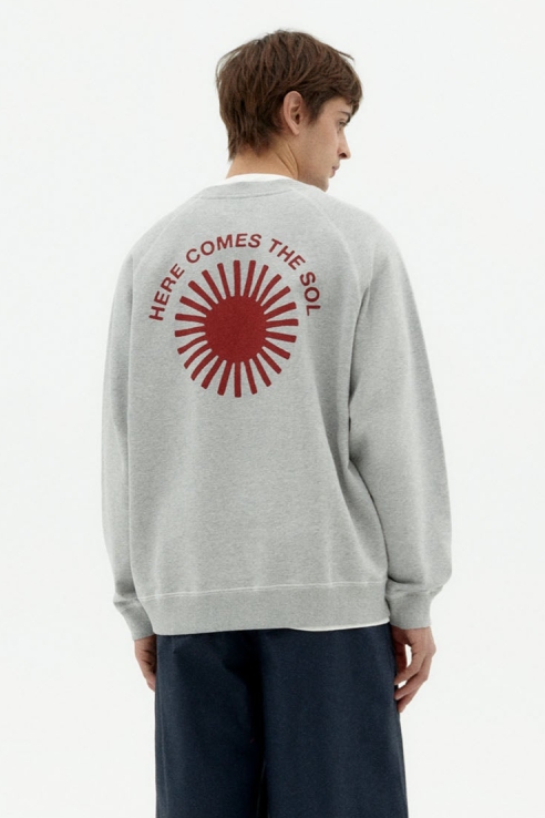 Thinking mu Herren vegan Sweatshirt Retro Sun Pepe Grau