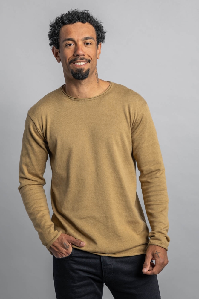 DIRTS Herren vegan Gestricktes Longsleeve Sepia