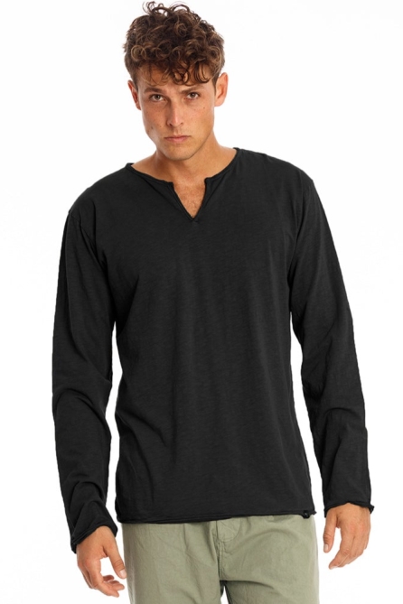 RAVENS VIEW IBIZA Herren vegan T-Shirt Lange Ã„rmel Eros Schwarz