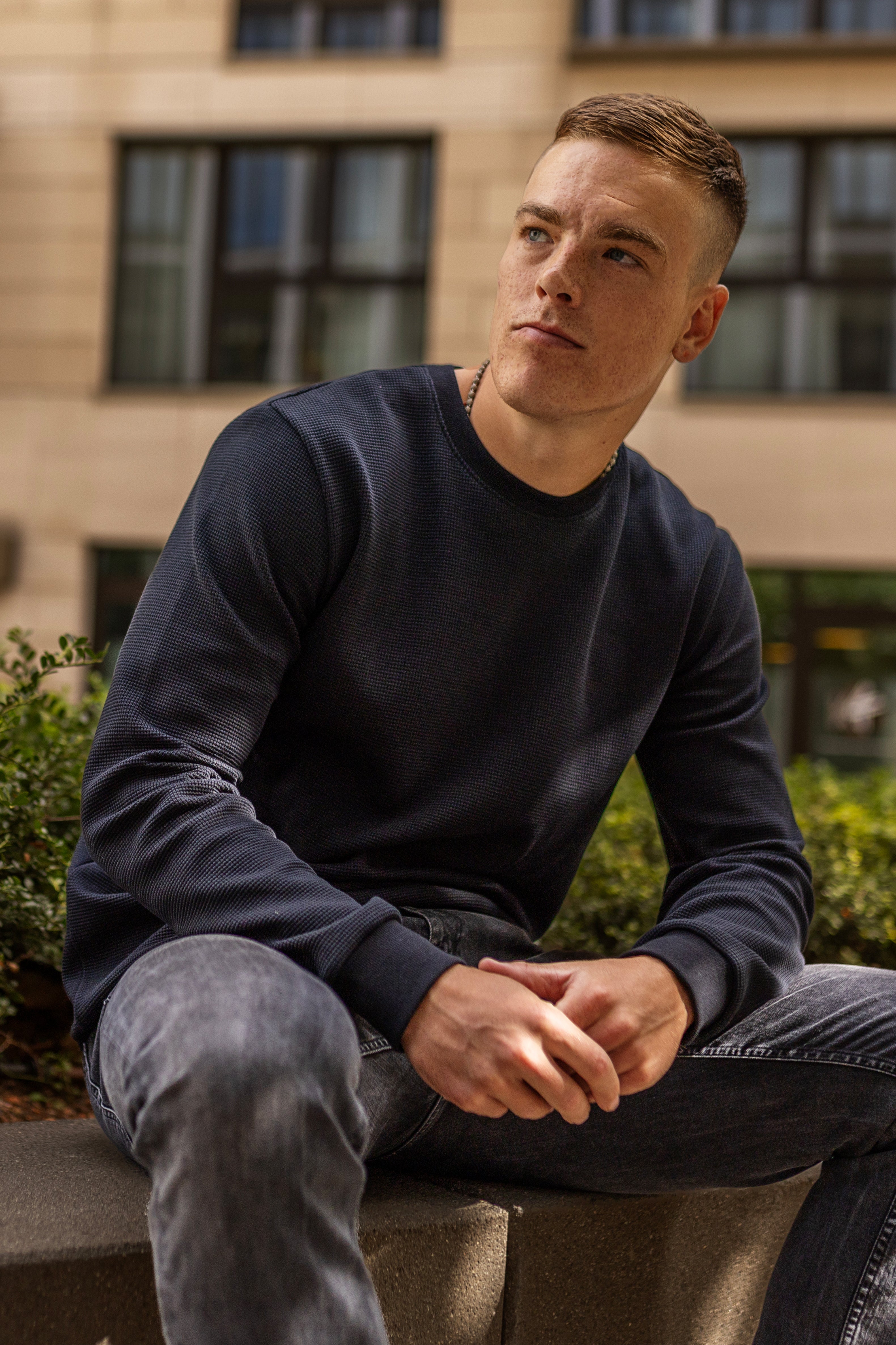 DIRTS Herren vegan Longsleeve WaffelpiquÃ© Schwarz
