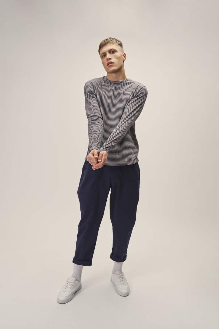 WOTE Herren vegan Longsleeve Gestreift Anthrazit Grau