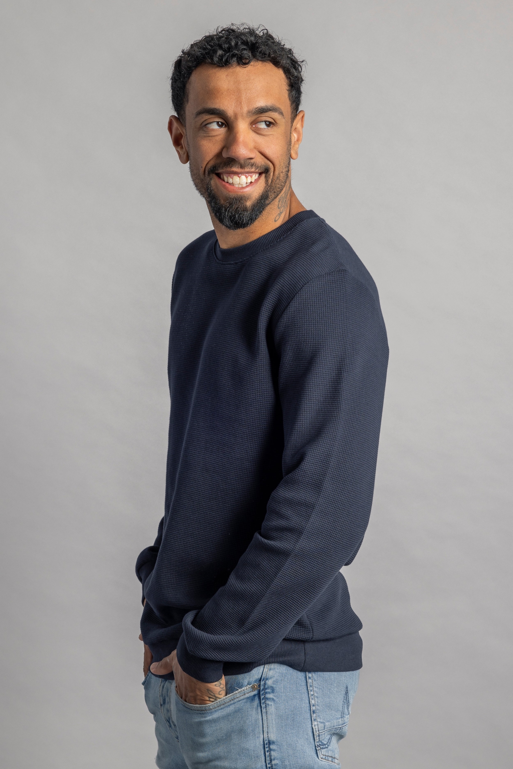 DIRTS Herren vegan Longsleeve WaffelpiquÃ© Navy