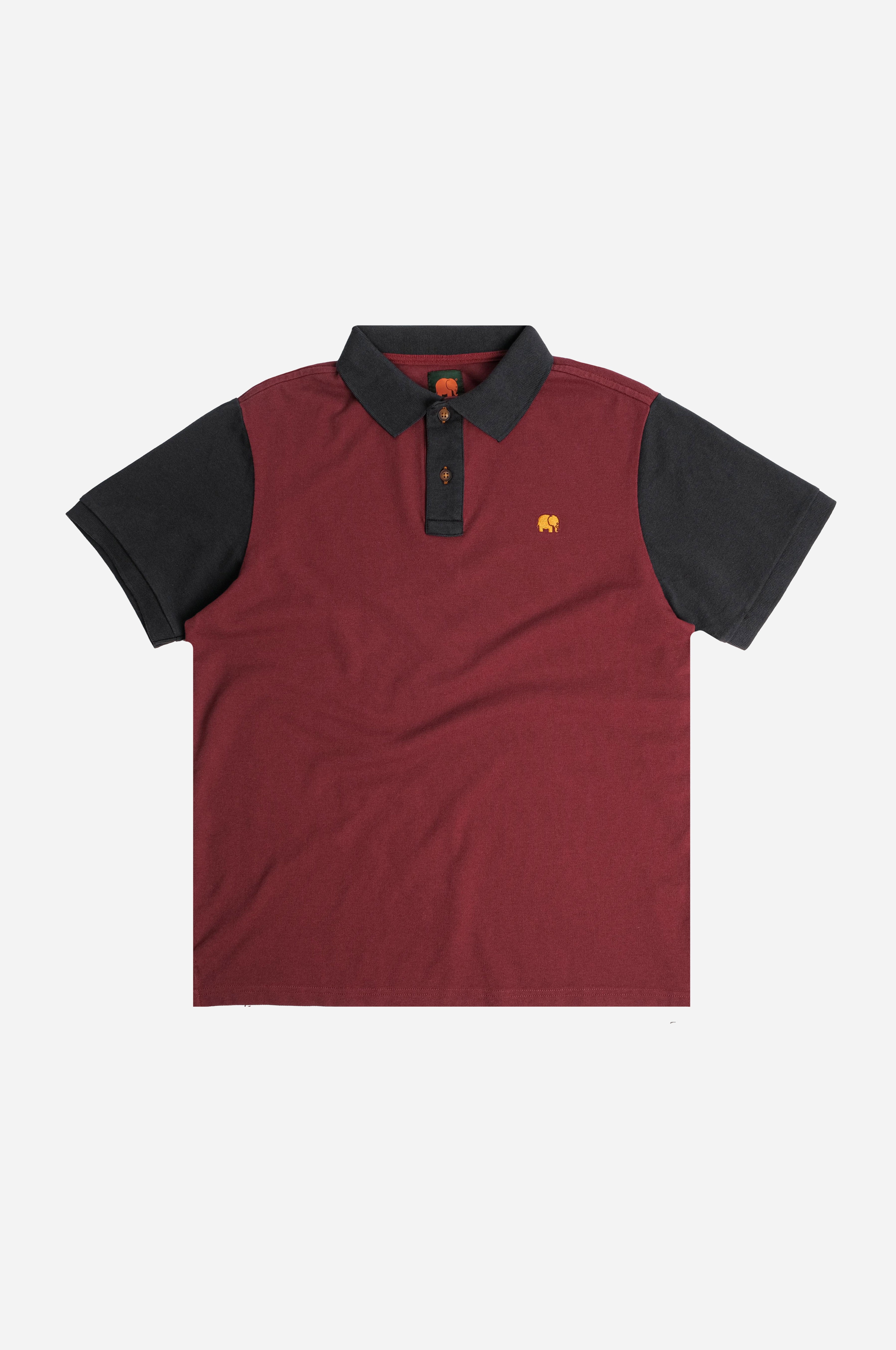 Trendsplant Herren vegan Poloshirt Color Block Burgundy