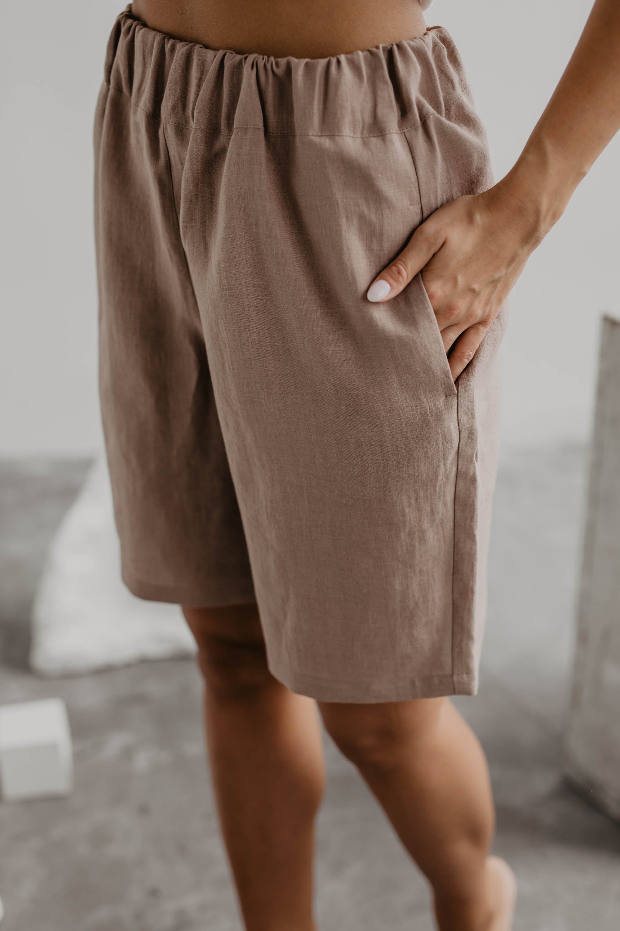 AmourLinen Damen vegan Shorts Matilda Rosy Brown