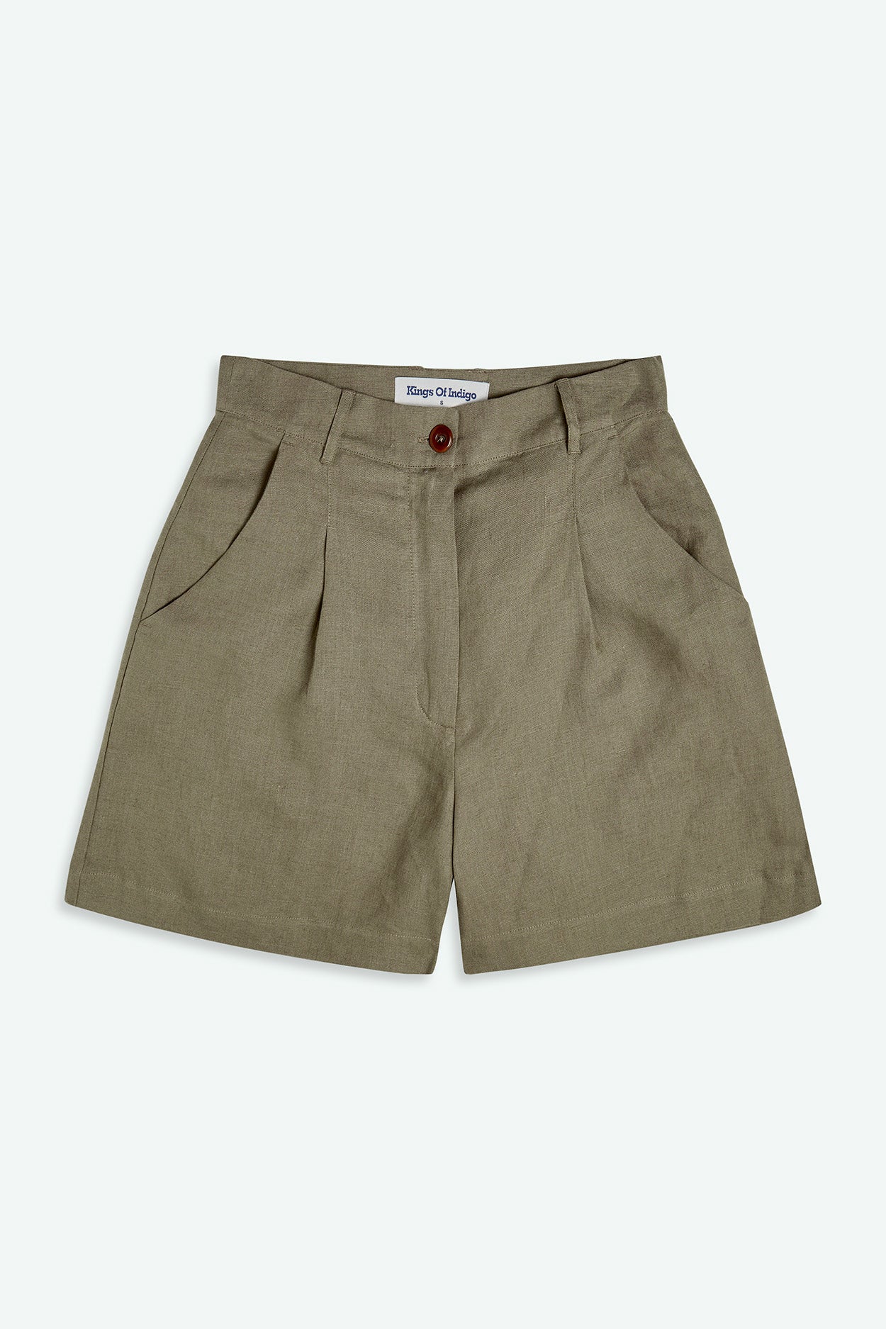 Kings Of Indigo Damen vegan Shorts Makeda Bungee Cord Dunkel Oliv