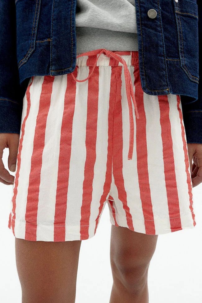 Thinking mu Damen vegan Shorts Geranium WeiÃŸ/Rot