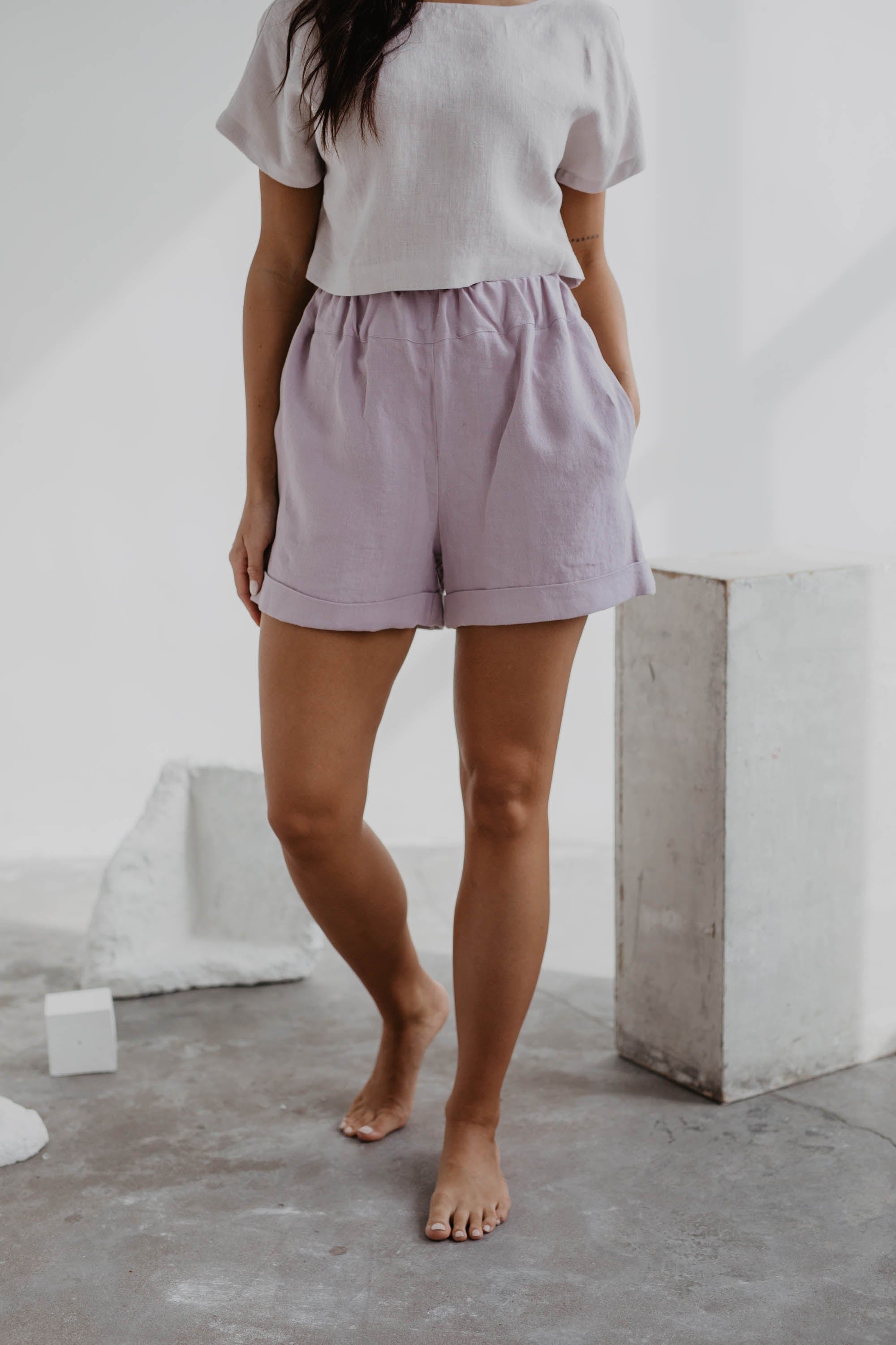 AmourLinen Damen vegan Kurze Hose Mia Dusty Rose