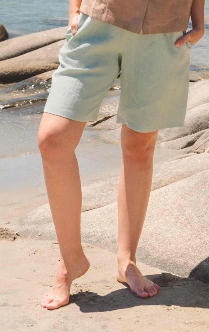 AmourLinen Damen vegan Shorts Matilda Salbei GrÃ¼n