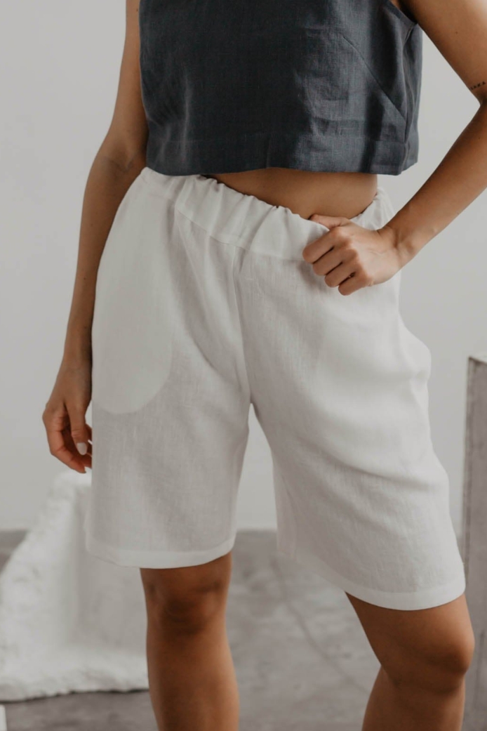 AmourLinen Damen vegan Kurze Hose Matilda WeiÃŸ