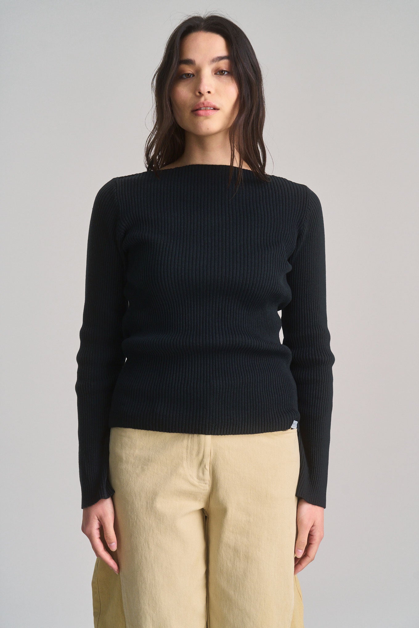 KOMODO Damen vegan Pullover Rippe Wasabi Schwarz