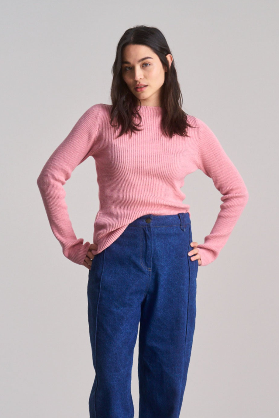 KOMODO Damen vegan Pullover Rippe Wasabi Rosa