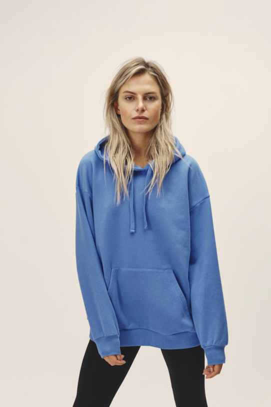 WOTE Damen vegan ÃœbergroÃŸes Hoodie Sweatshirt Blau