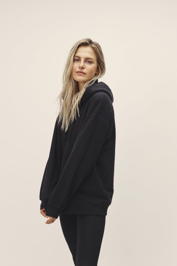 WOTE Damen vegan ÃœbergroÃŸes Hoodie Sweatshirt Schwarz