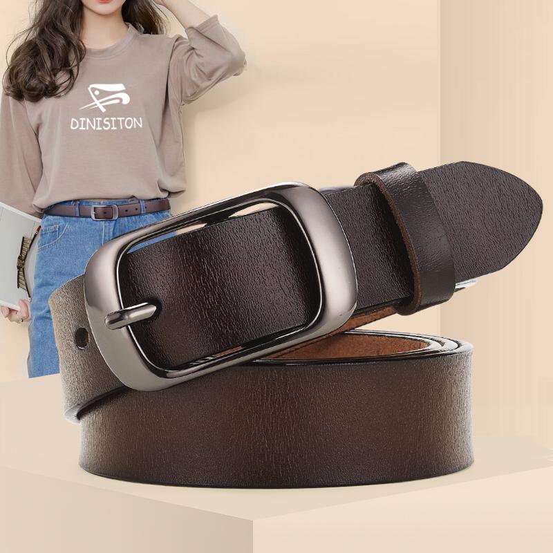 Joyin - QHG Retailer DINISITON Nieuwe Vrouwen Echt Lederen Riem voor Vrouwelijke Band Casual All-match Dames Verstelbare Riemen Designer Hoge Kwaliteit Merk 115cm zwart