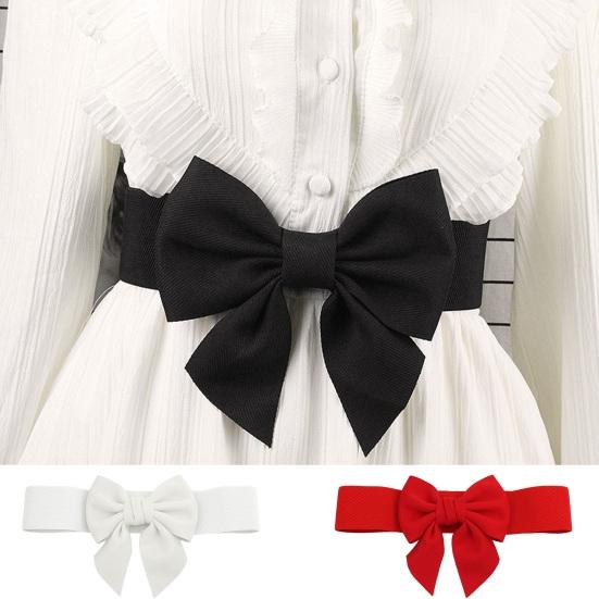Mefalas Vrouwen elegante grote strik elastische riem jurk decoratieve veelzijdige brede riem elastische tailleband decoratie wit