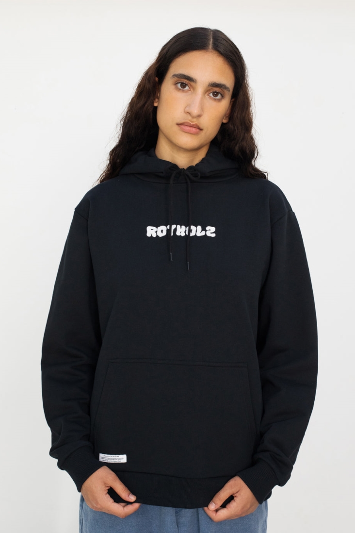 Rotholz Damen vegan Hoodie Classic Logo Schwarz