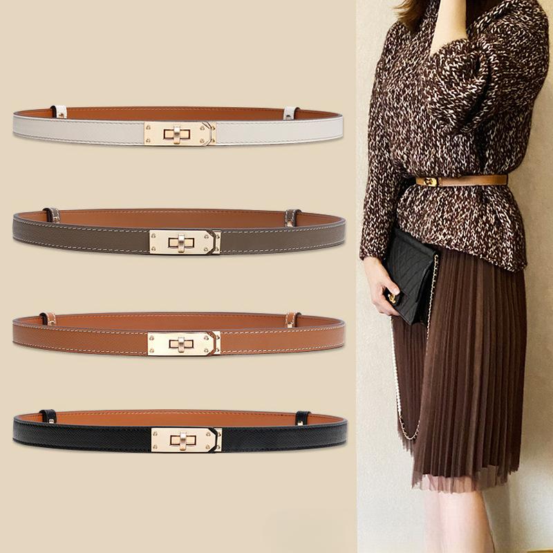 Meimeier H's Belt Dames Echt Leer Veelzijdige Trui Rok Jurk Taille-Strakke Decoratieve Pak Broek Riem