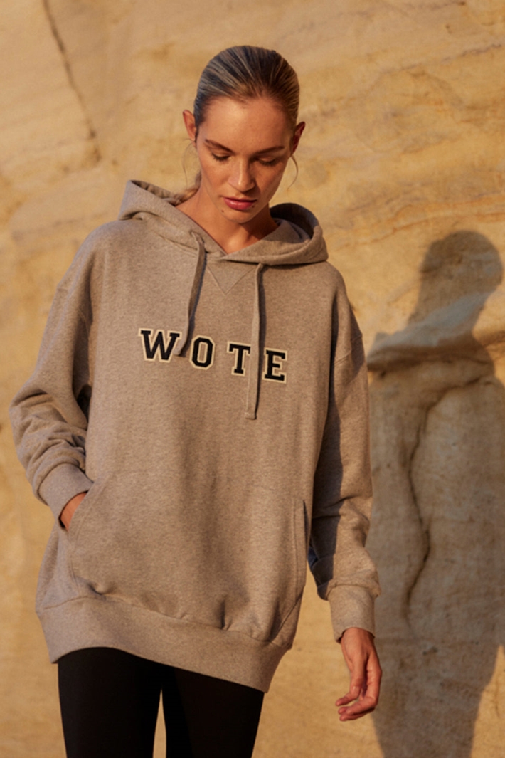 WOTE Damen vegan Hoodie Logo Grau Melange