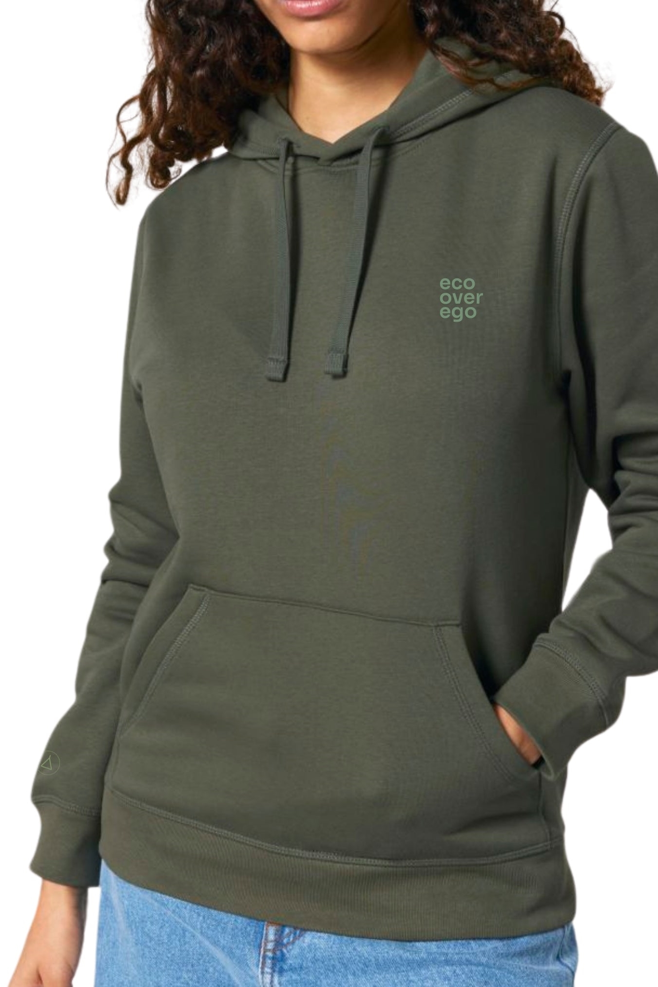 Inaska Damen vegan Hoodie Unisex Statement Eco Khaki