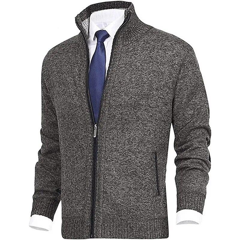 KING BILLION Winter dikke gebreide herentrui jas off white lange mouwen vest fleece volledige rits mannelijke casual plus size kleding voor de herfst US XXXL 100-110KG kaki