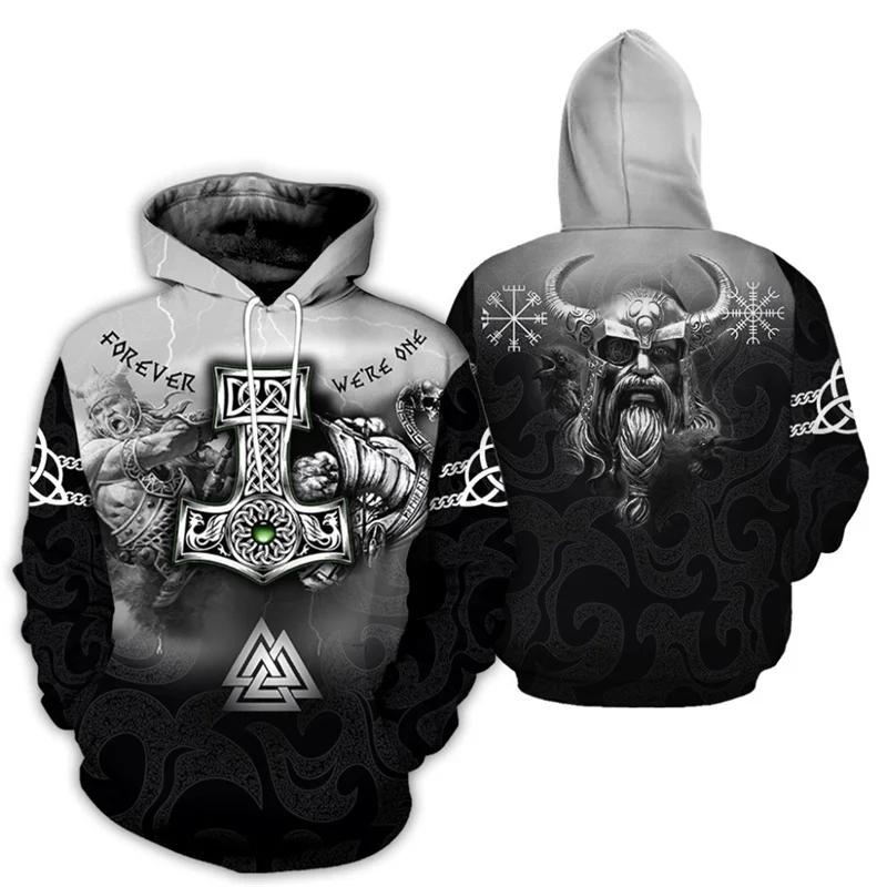 ETST 011 Vintage Sweatshirt Heren 3D Print Viking Mythologie Capuchon Lange Mouw Oversized Hip Hop Heren Hoodies Kinderen Sweatshirt Heren Jas 6XL