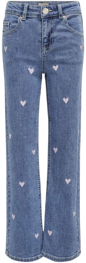Only Kogjuicy wide leg heart emb jeans noos blue denim