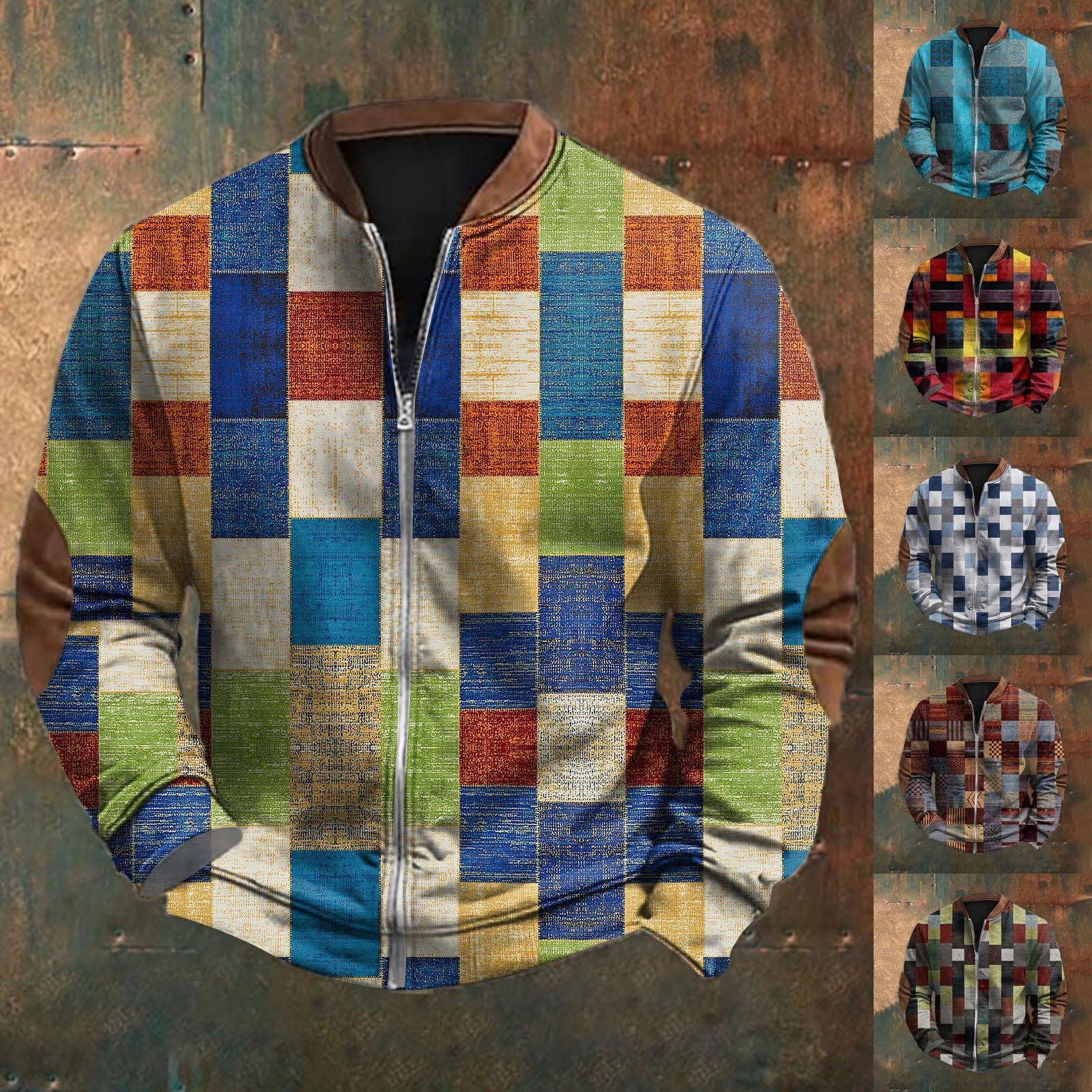 ElongPaoXiao Heren Retro Casual Gradient Bedrukt Sweatshirt S geel