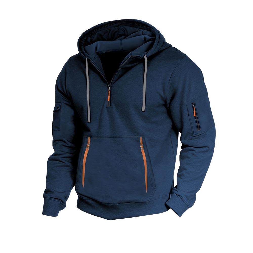 FEGKZLI Fashion Nieuwe herenhoodie Kwartrits Hoodies Zak Sport & Outdoor Streetwear Cool Casual Lente Herfst Kleding Hoodies Sweatshirts 2XL kaki