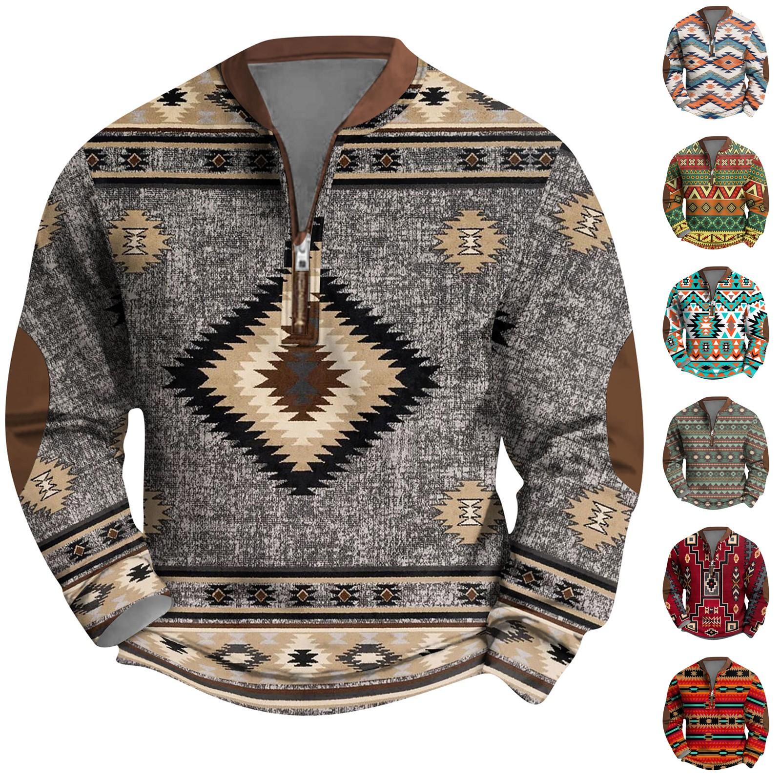 Wahaha123 Heren Retro Casual Gradient Bedrukt Sweatshirt S cinnaber